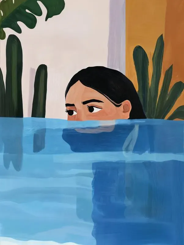KIT 3 QUADROS DECORATIVOS - MULHER E HOMEM NA PISCINA